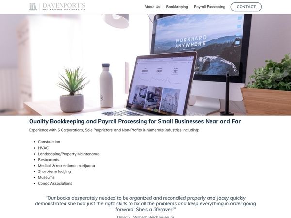 Davenports Bookkeeping website screenshot