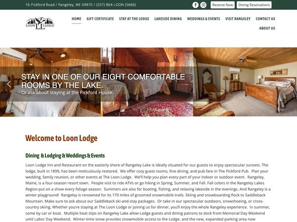 Loon Lodge website screenshot