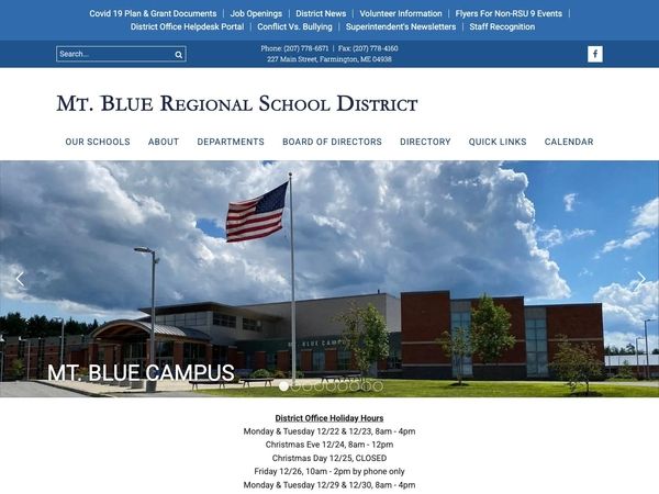Mt Blue Regional School District website screenshot