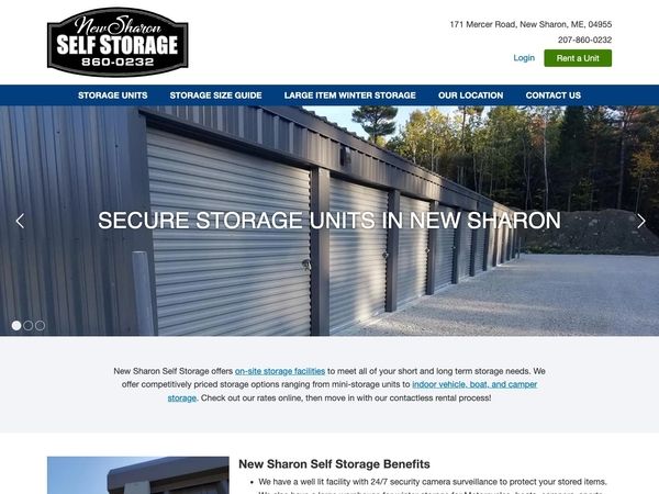 New Sharon Self Storage website screenshot