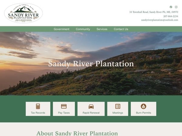 Sandy River Plantation website screenshot