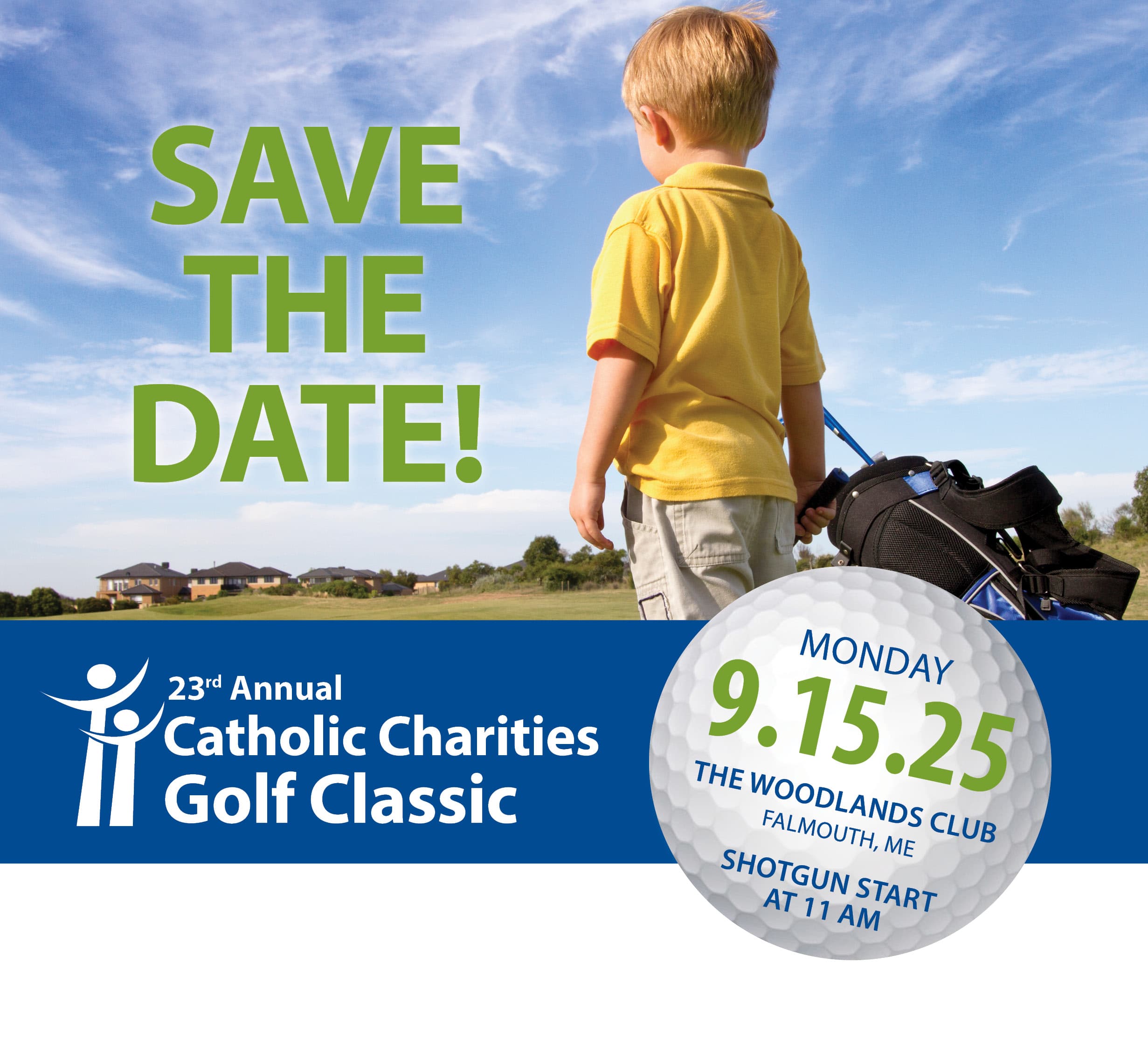 Save the date 23rd Annual CCM Golf Classic - 9/15/25 The Woodlands Club in Falmouth, ME. Shotgun start at 11am