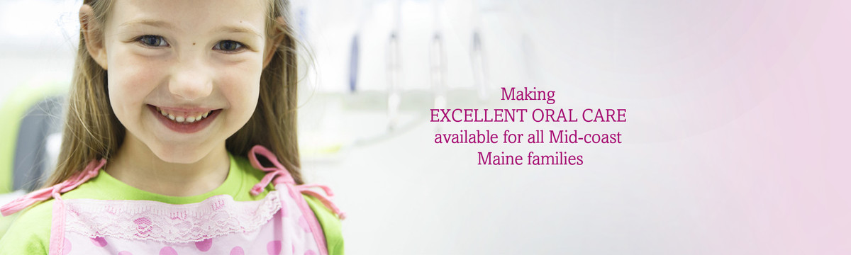 A young girl smiles. We make excellent oral care available and affordable for all Mid-coast Maine families.