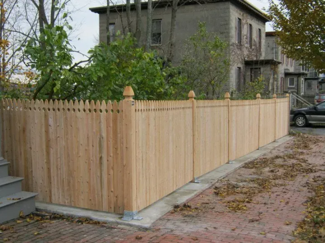 Solid Gothic Board Fence with Gothic Top Posts