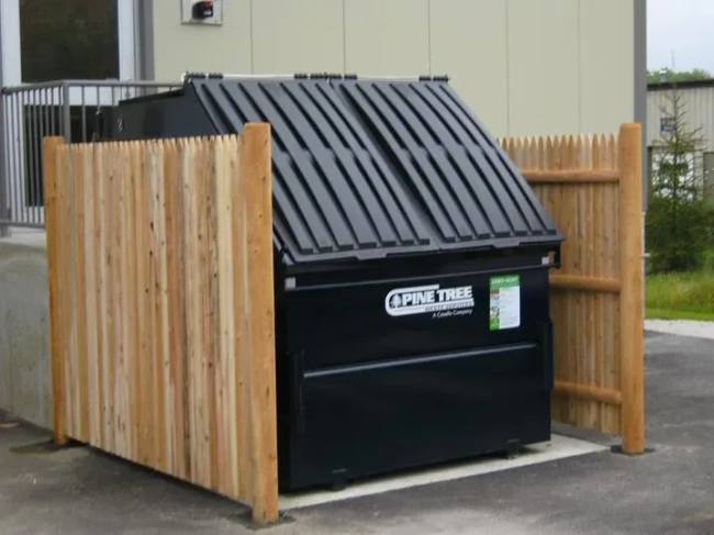 6'2-Sided Cedar Stockade Dumpster Enclosure