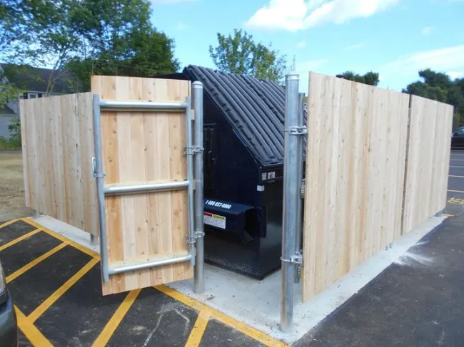 6'Solid Board Dumpster Enclosure with Steel Frame and Slide Gate
