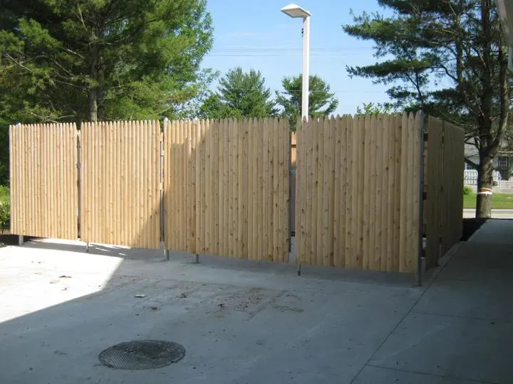 6'Stockade Double Dumpster Enclosure with Steel Frame