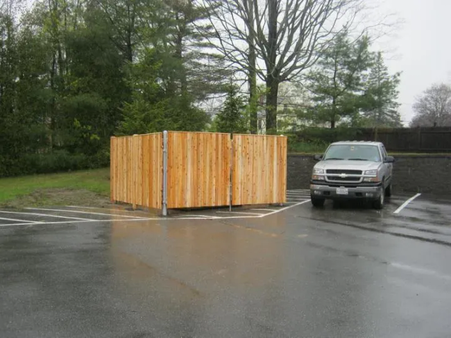 6' Solid Board Dumpster Enclosure with Steel Gate Frame