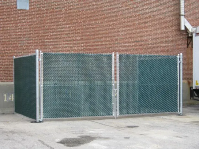 6' Galvanized Chain Link Dumpster Enclosure with Privacy Slats