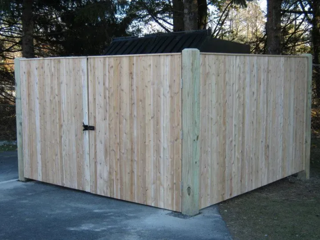 Dumpster Enclosure with 6' Solid Board Fence