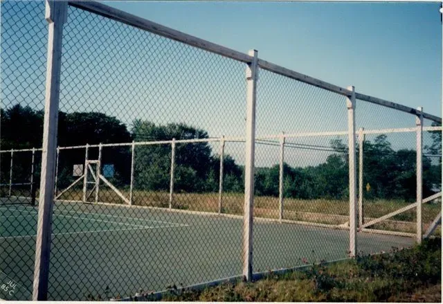 Tennis Court Enclosure with Square Posts and Top Rail and Black Vinyl Coated Fabric-COPY