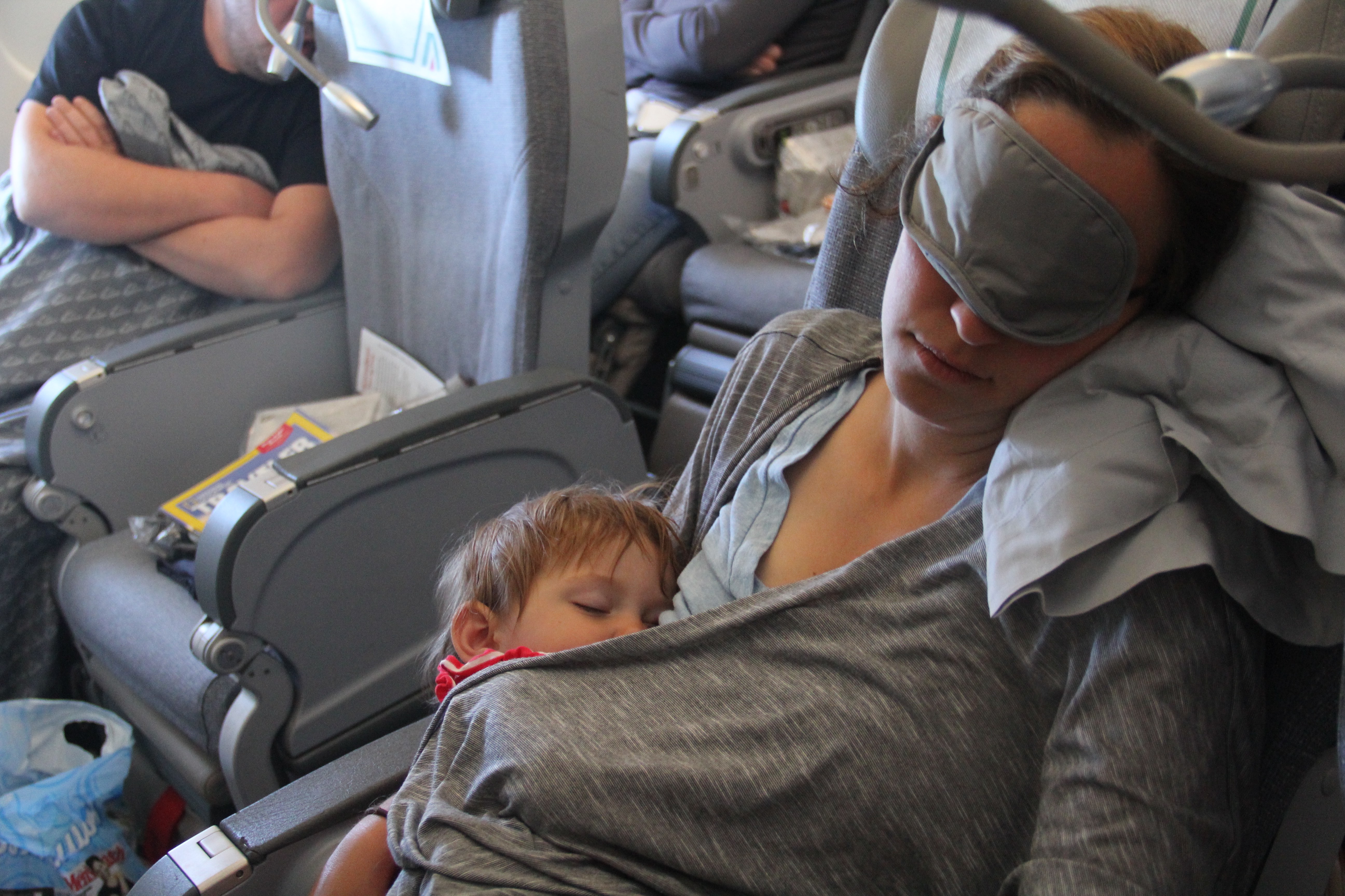 sleeping on the airplane