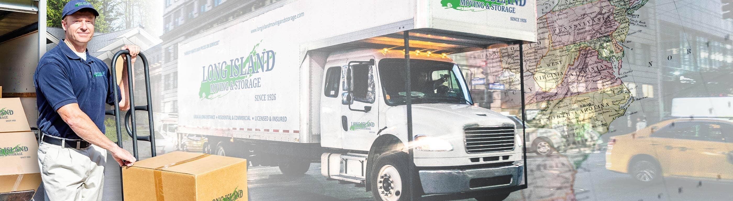 long island moving truck outside home