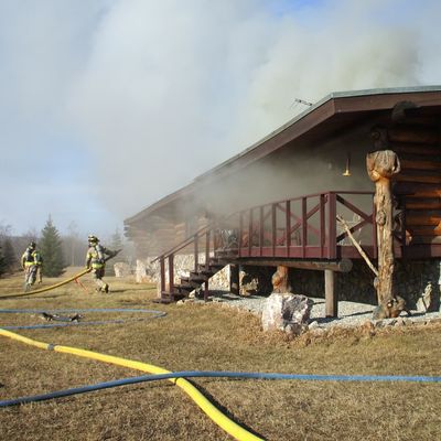 Firefighters responding to a fire
