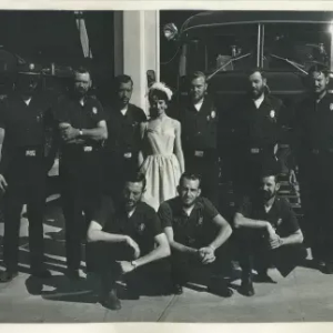 Black and White Photo of firefighters
