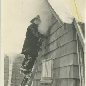 Black and White Photo of firefighter