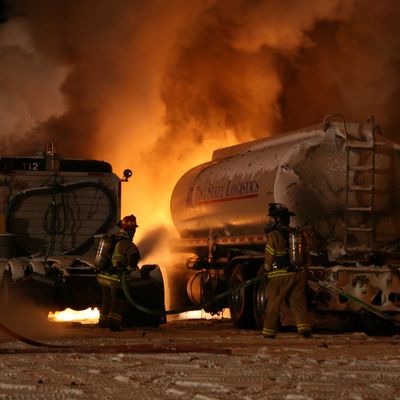 Fuel truck on fire
