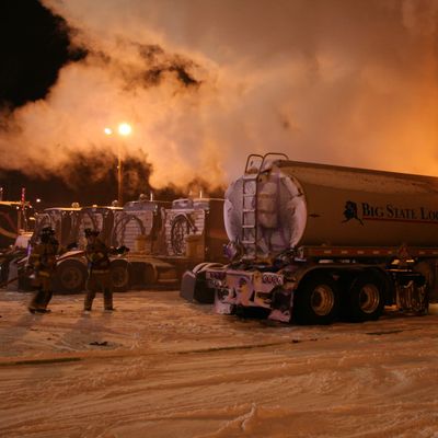 Fuel truck on fire