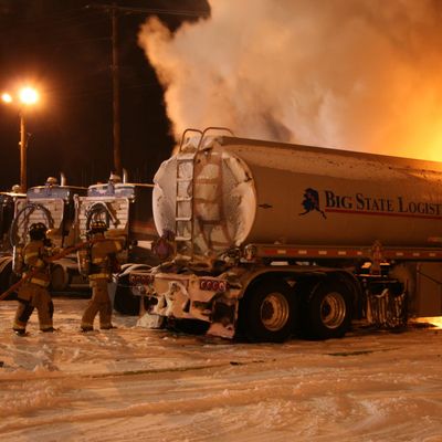Fuel truck on fire