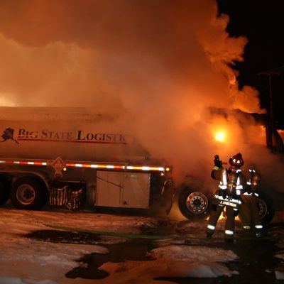 Fuel truck on fire