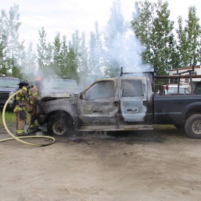 Firefighter with truck