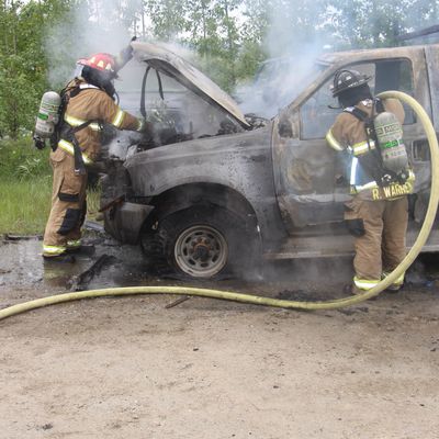Firefighters with truck