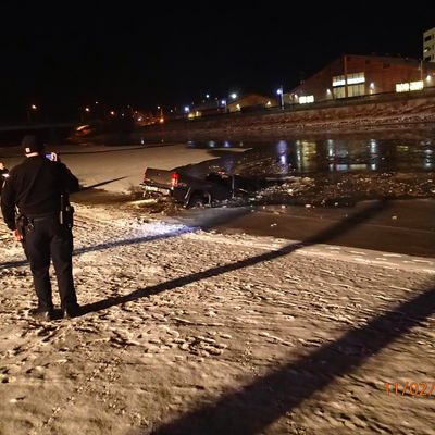 Truck in water