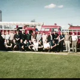 People in front of Firetruck