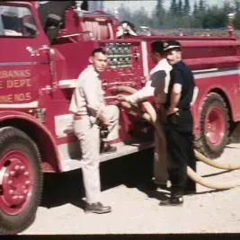People in front of Firetruck