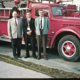 People in front of Firetruck