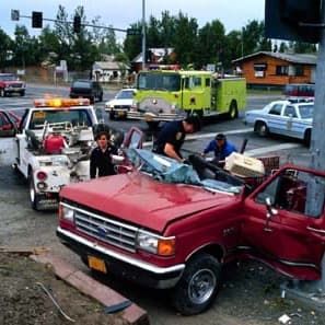 Firefighters responding to accident