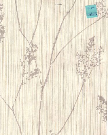 CREAMY WHITE BACKGROUND-GREY BRANCHES & LEAVES