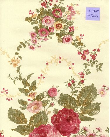P-168 FLOWERS & LEAVES WALLPAPER