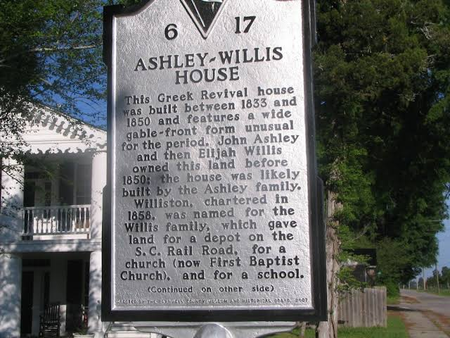 Ashley Willis House in Williston SC