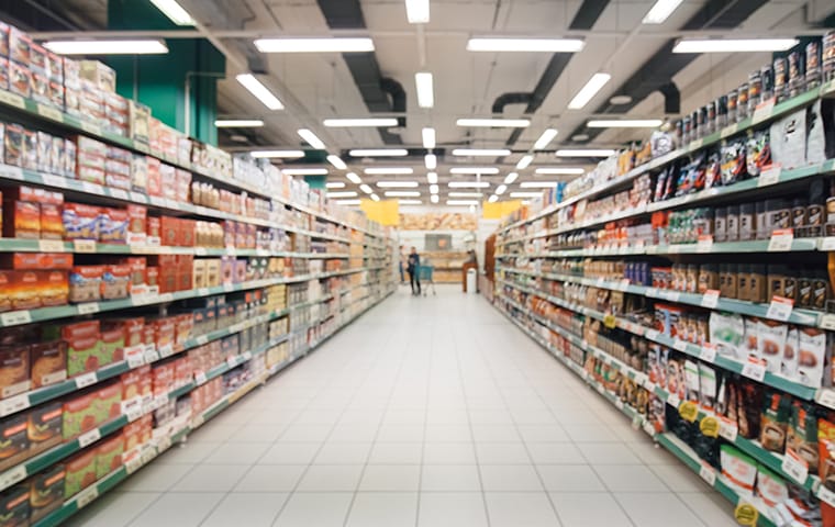 view of an aisle in a grocery store in columbia south carolina