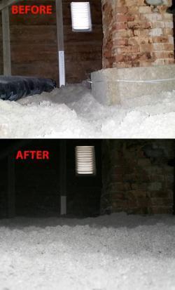 A before and after comparison of a new insulation installation