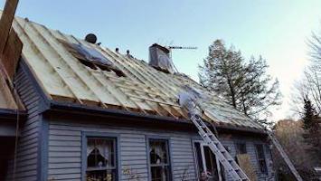 A roof being redone