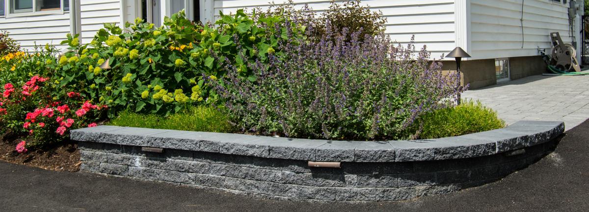 Retaining wall with softscaping