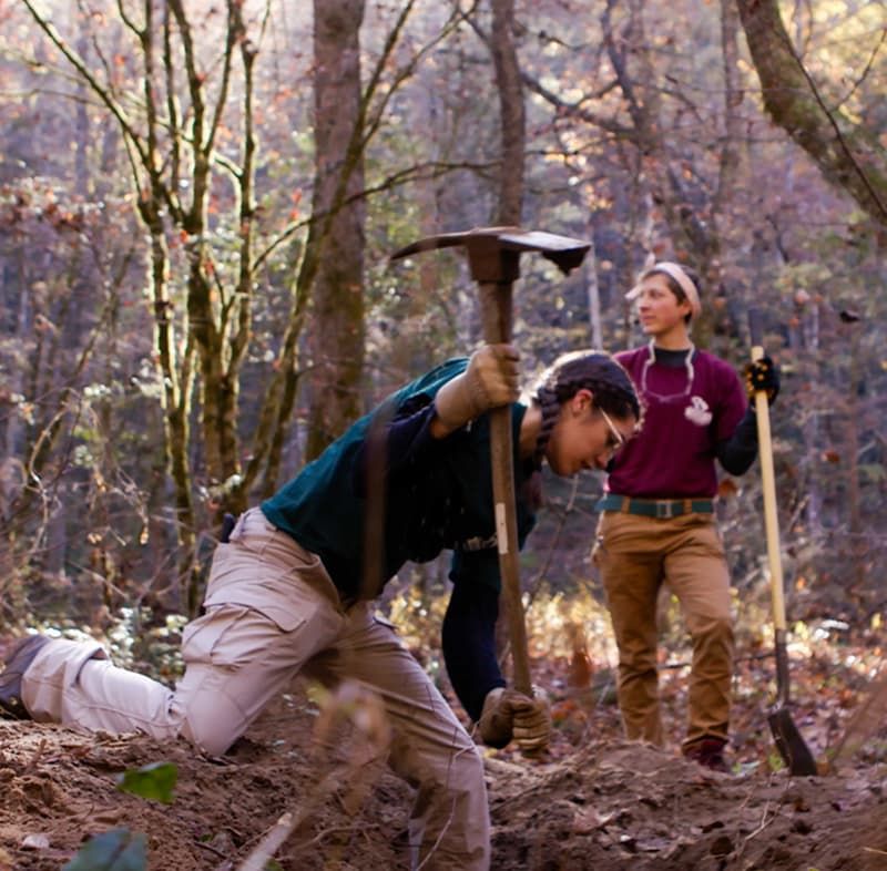 Working on the trail