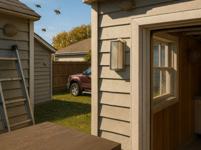 wasps on shed and garage