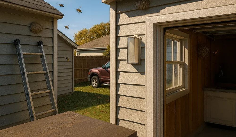 wasps on shed and garage