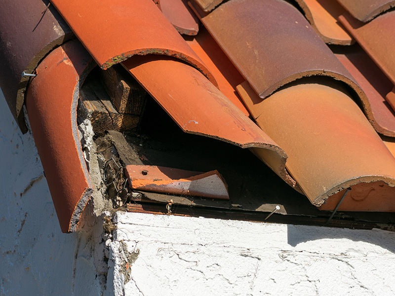 broken clay roof