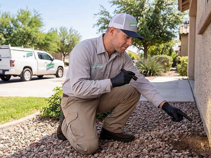 northwest exterminating technician inspecting for termite activity
