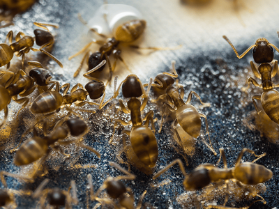 several pharaoh ants searching for food