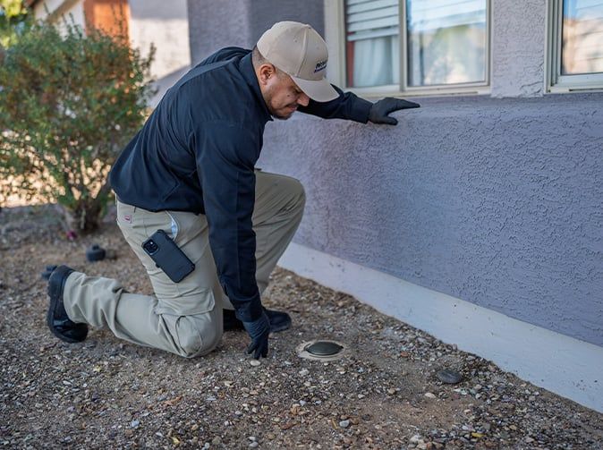 arizona pest tech inspecting a home