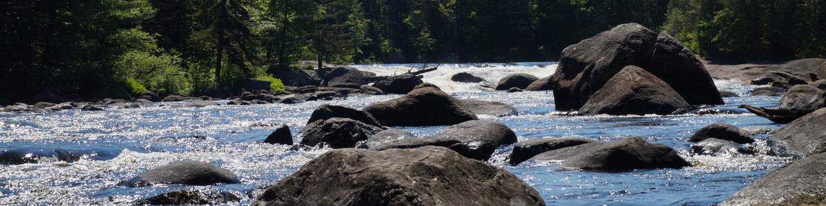 A river with large boulders