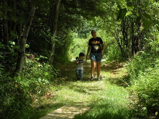 Walking along the Macsherry Trail (Credit: Thousand Islands Land Trust)
