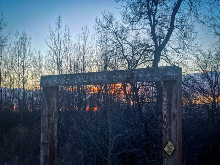 Ski trail in the evening!  (Credit: SUNY Canton)