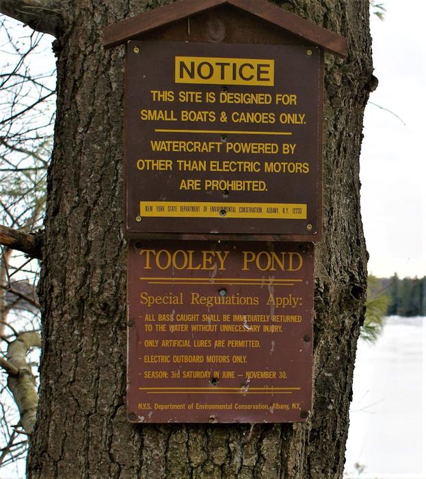 Rules and regulations for Tooley Pond (Credit: https://hikingthetrailtoyesterday.wordpress.com/)