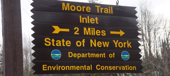 The Wanakena trailhead sign. (Credit: Credit: Wm Hill- Hiking the trail to yesterday)